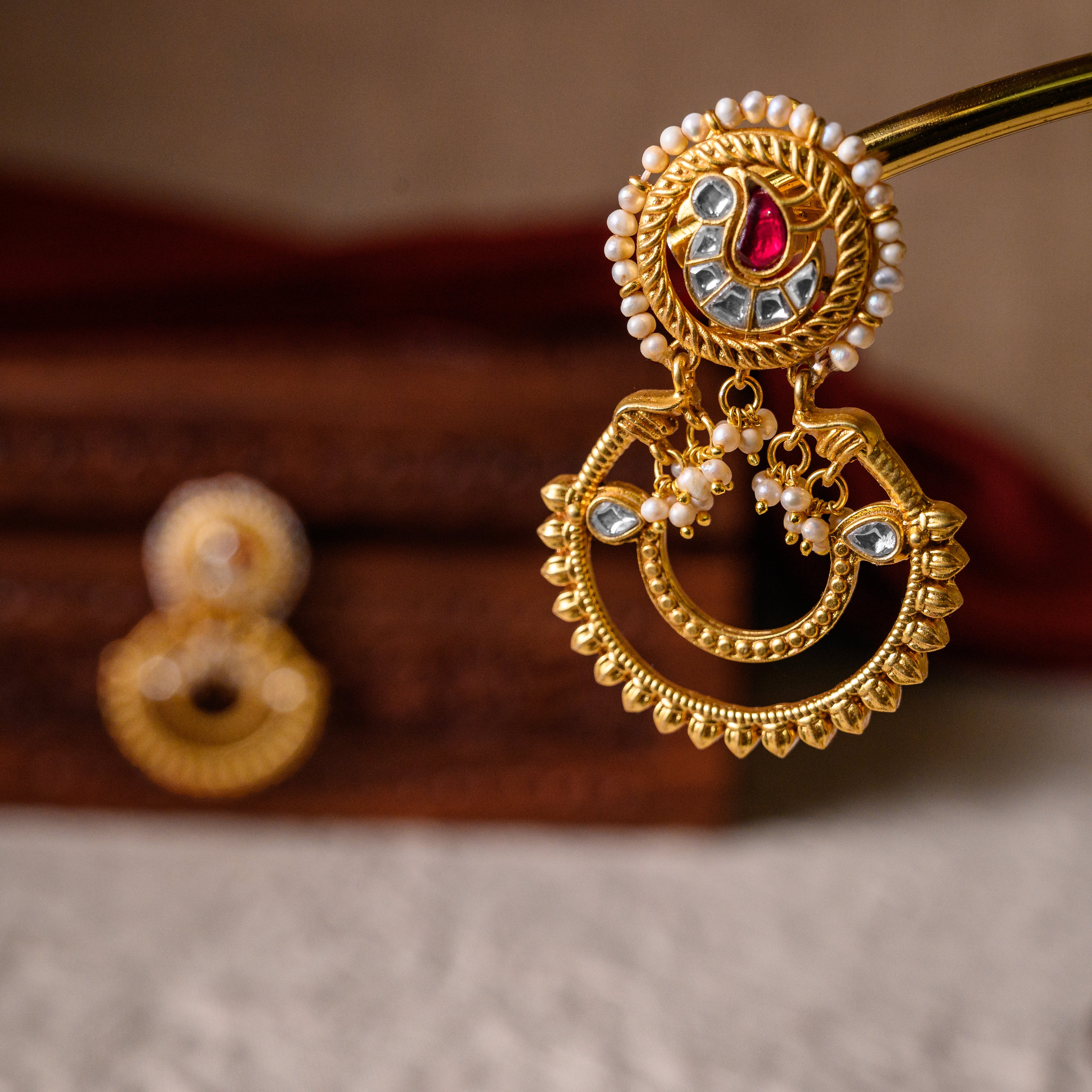 Elegant Kundan chandbali earrings for weddings and festivals