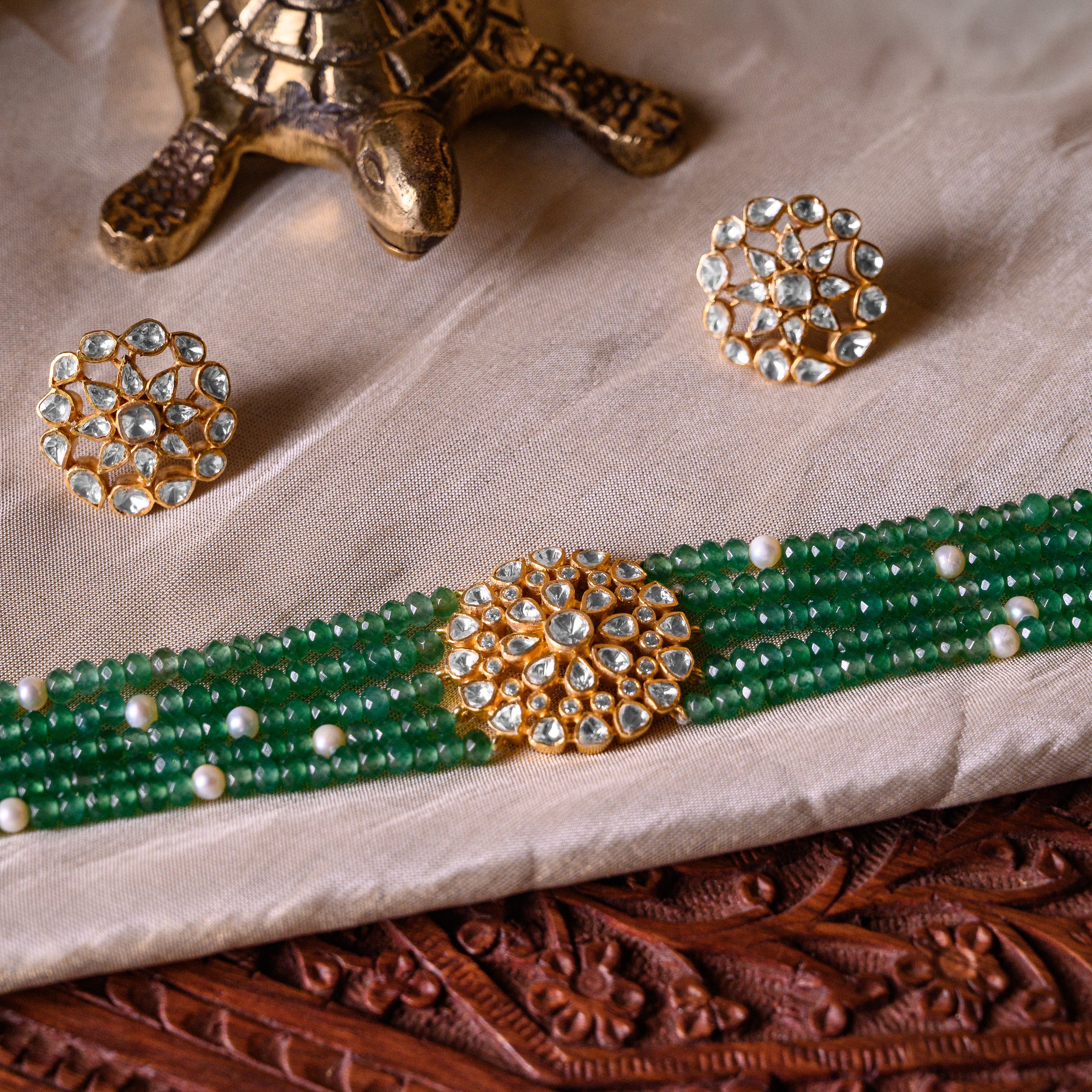 Emerald Glow Polki Choker Set
