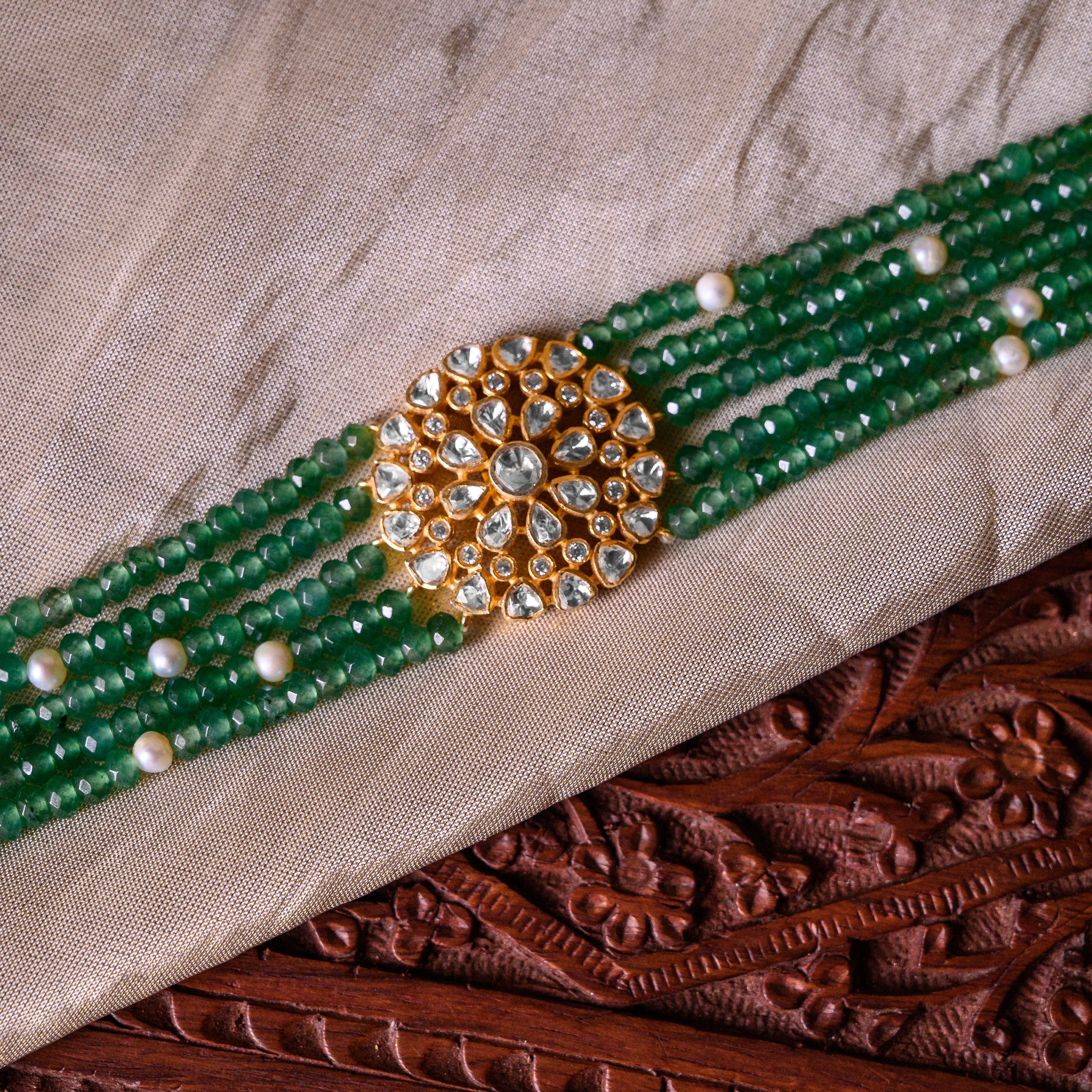 Emerald Glow Polki Choker Set