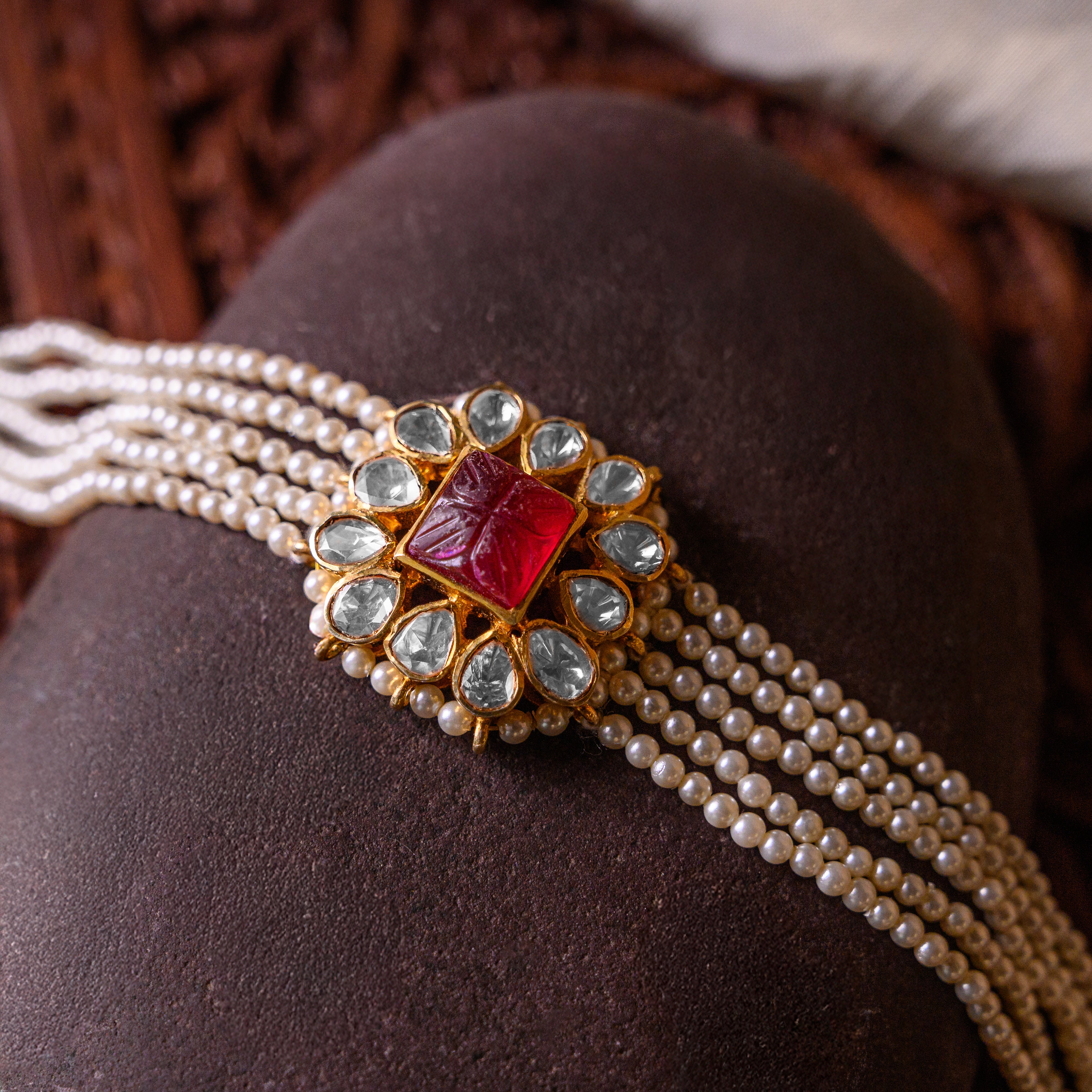 Crimson Halo Polki Bracelet