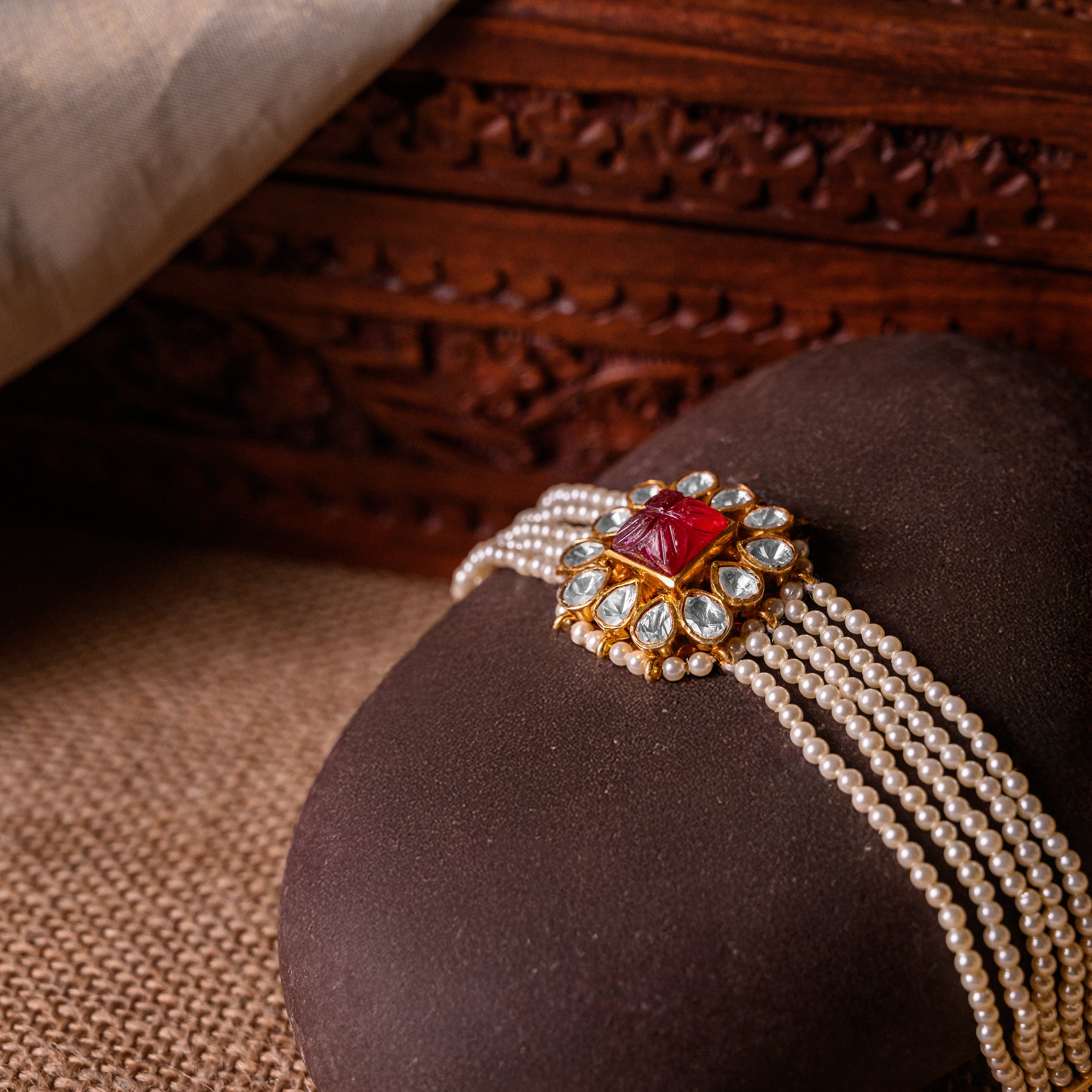 Crimson Halo Polki Bracelet