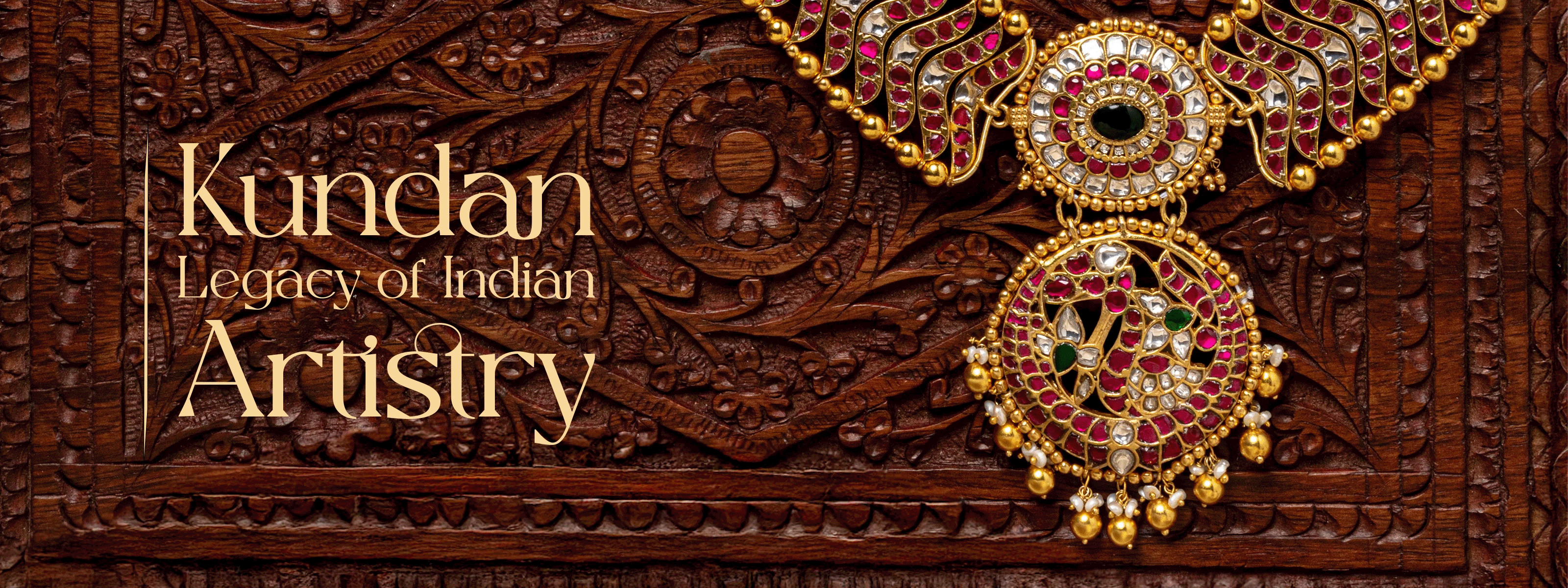 Aurika Kundan jewellery banner with 925 silver necklace and Indian artistry design