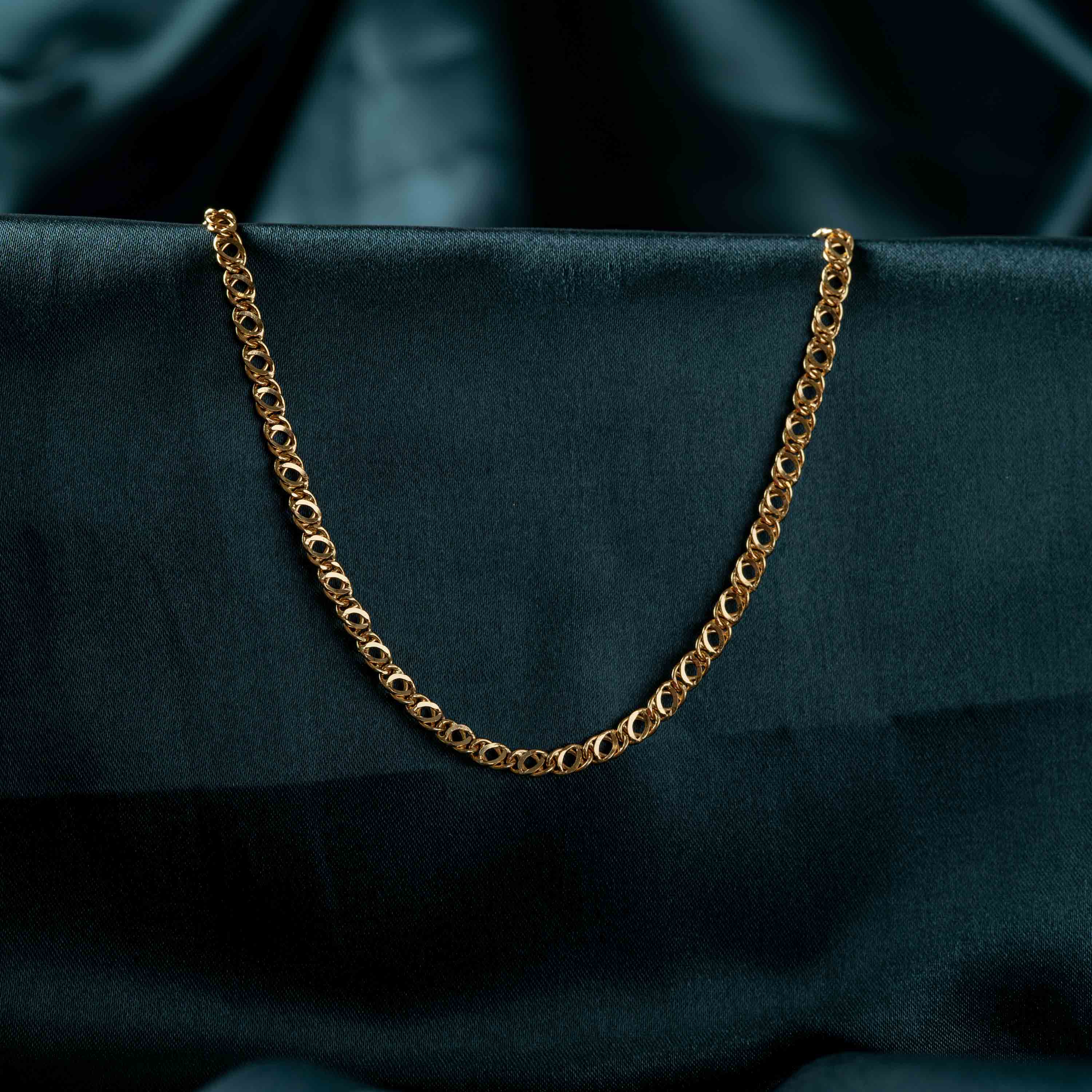 Openwork link neckchain for men in gold plated 925 silver with an S hook clasp