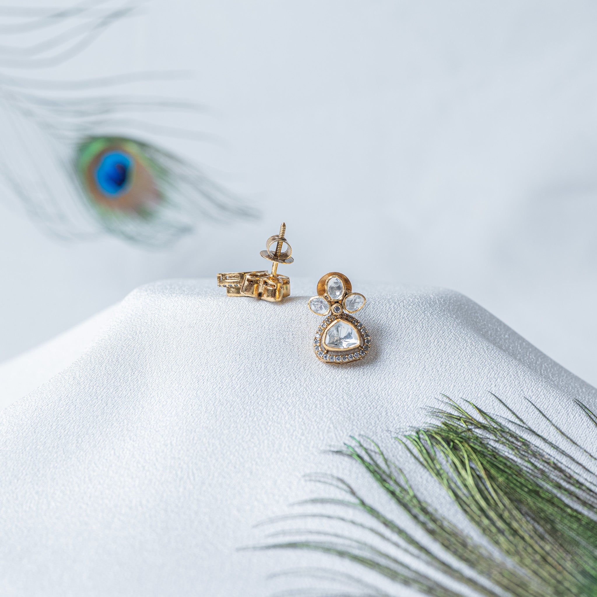 Reverse of the earring showing the open back and the long South Indian screw post