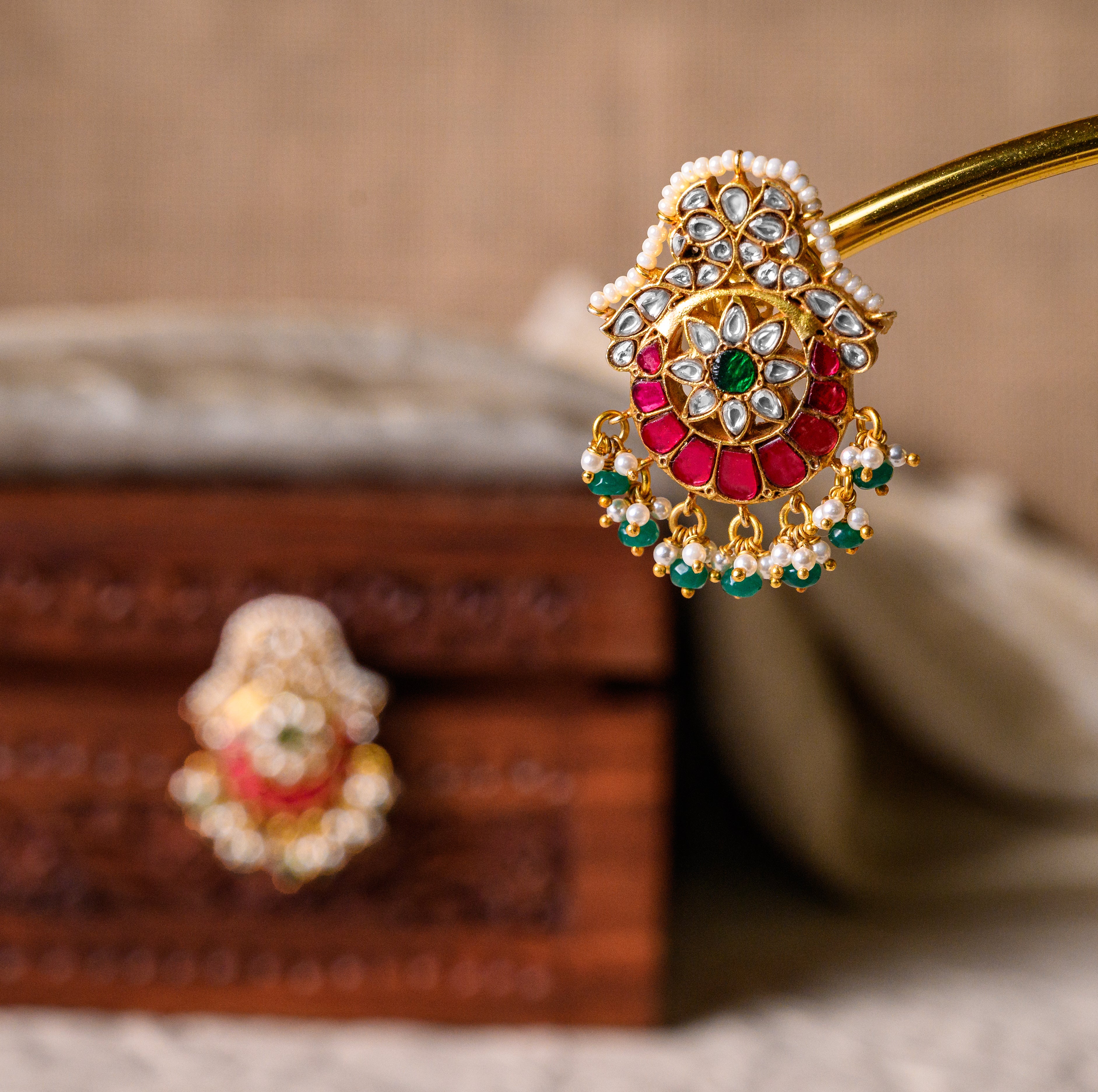 Traditional Indian Kundan stud earrings for festive and daily wear