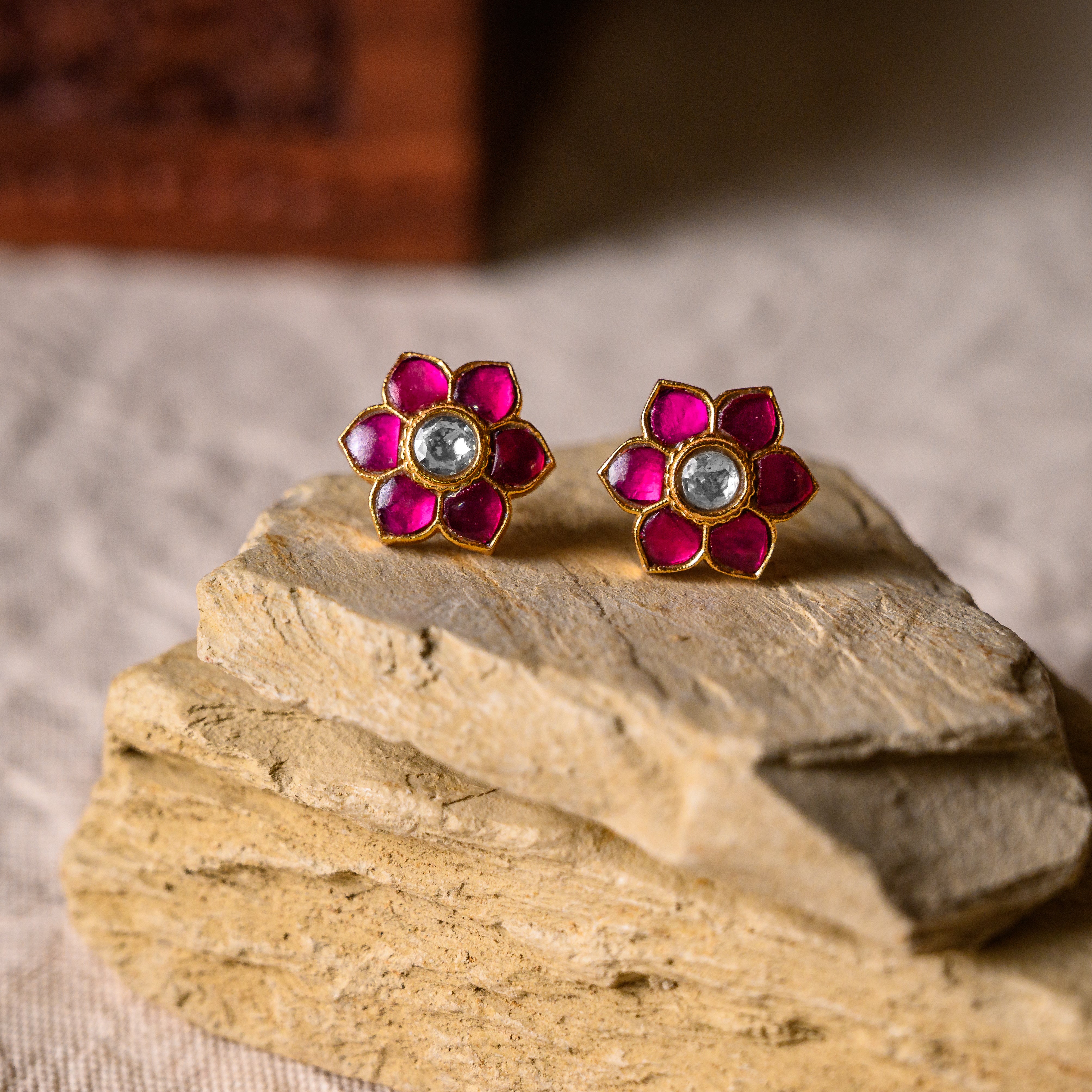 Minimalist Kundan stud earrings for daily and festive wear