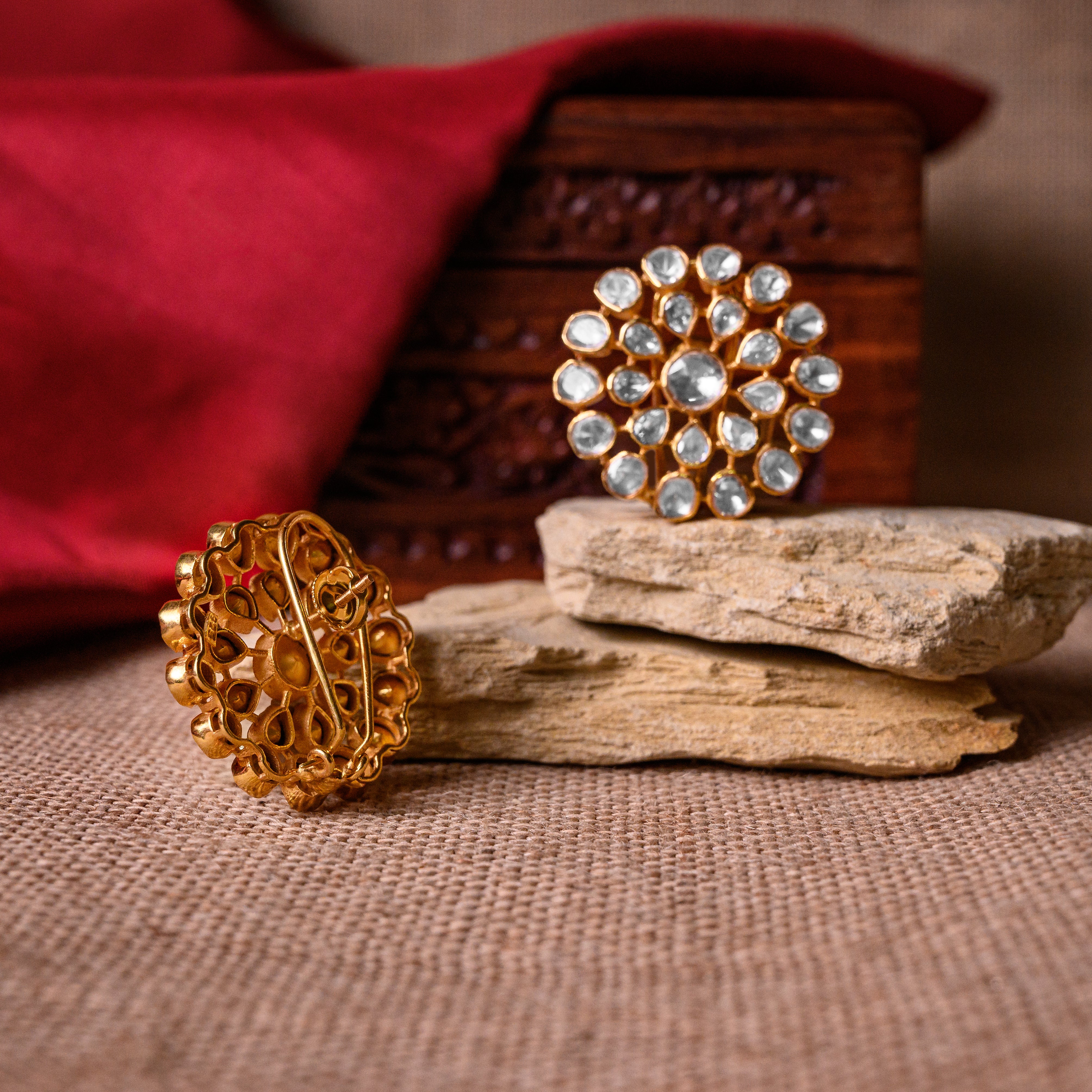 Lumiere Polki stud earrings with open polki setting