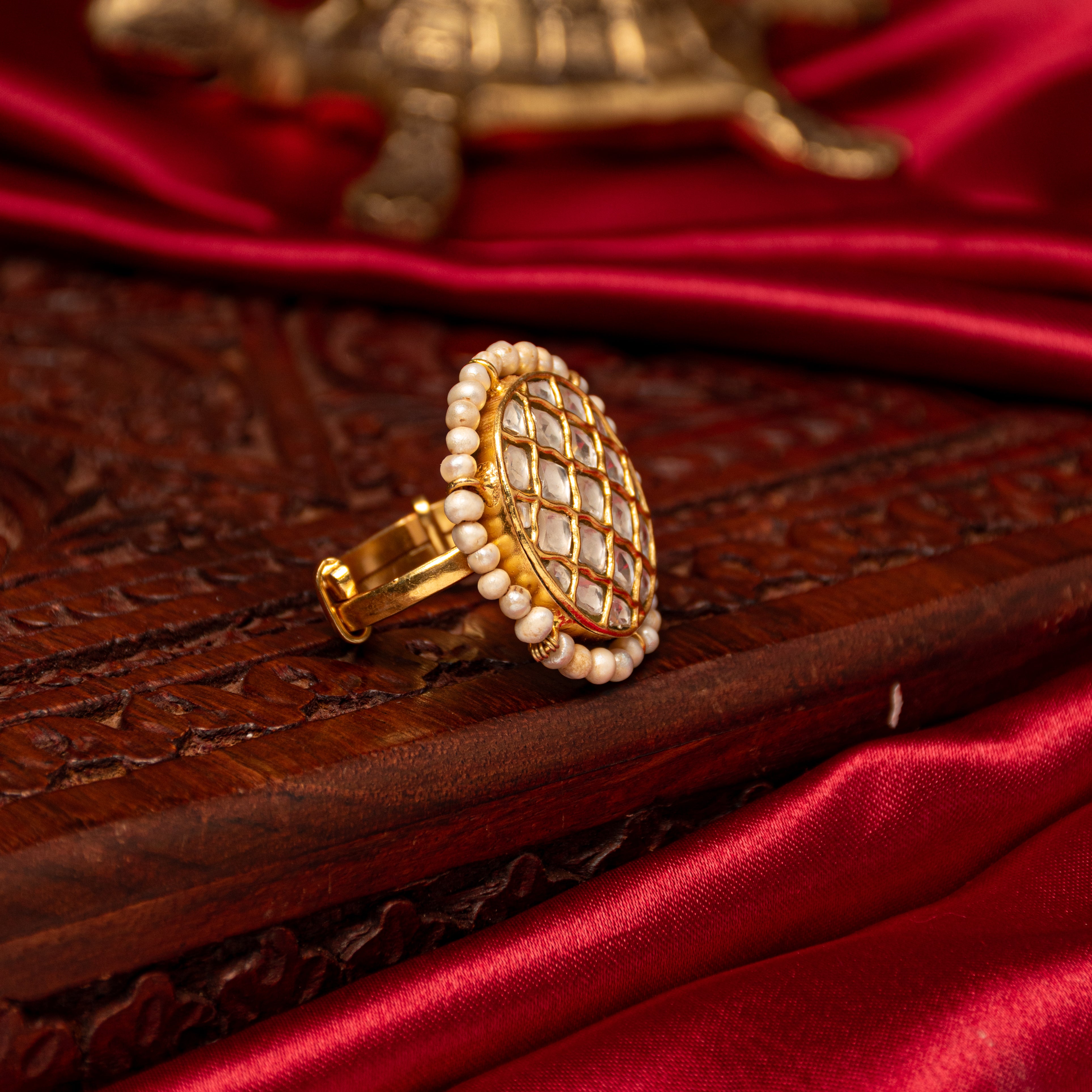 Pearllette Kundan Ring