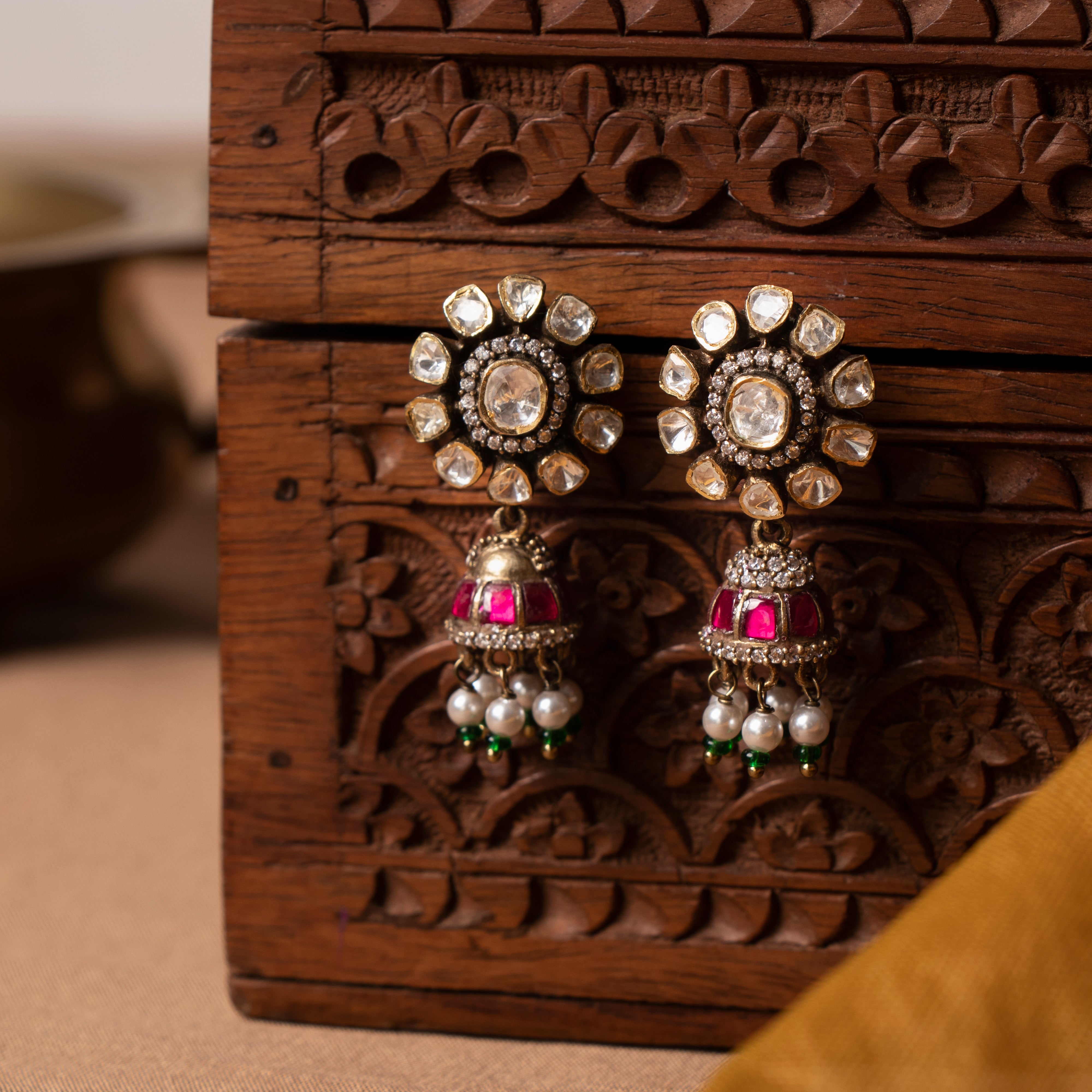 Tiara Polki Jhumkas