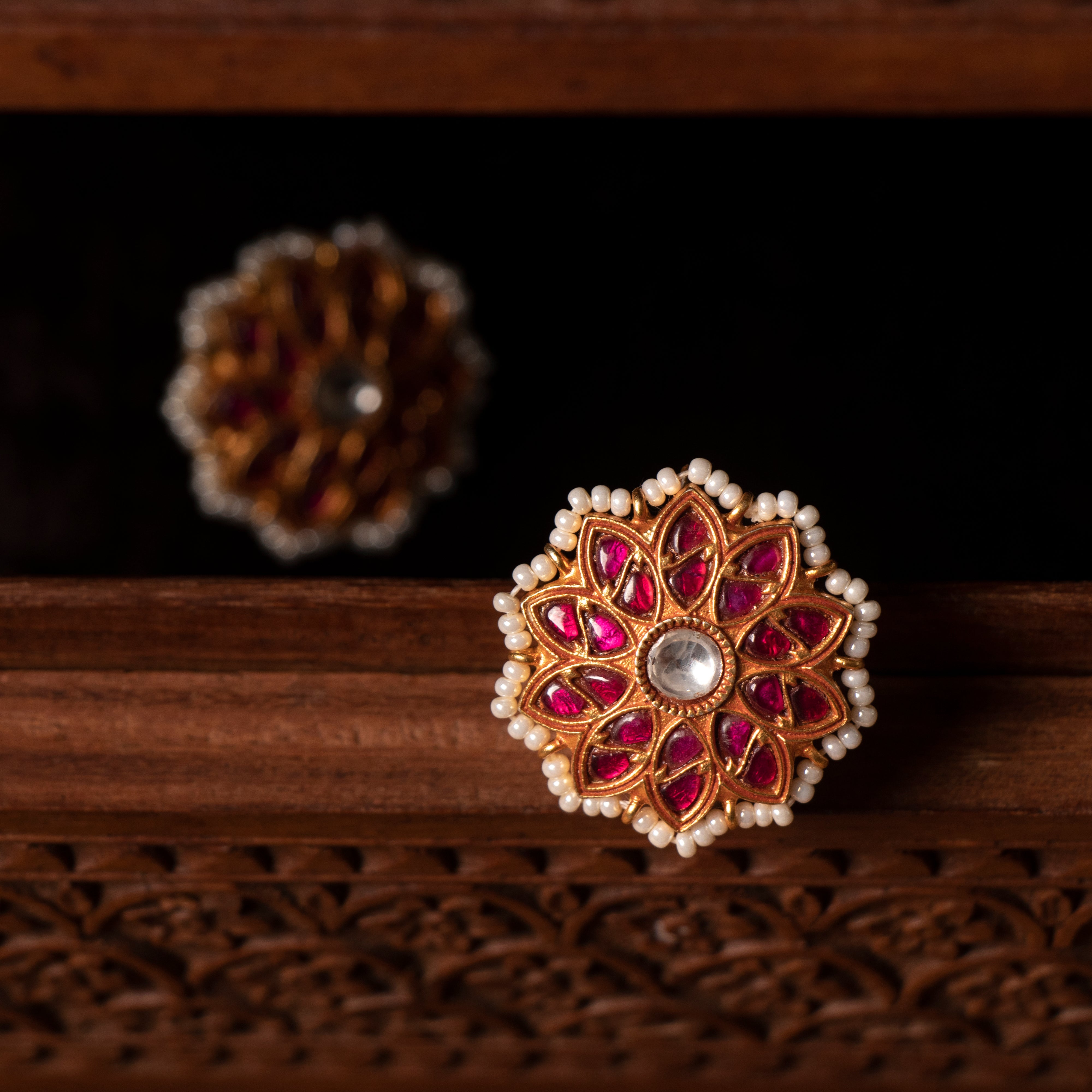 Evara Kundan Moti Earrings