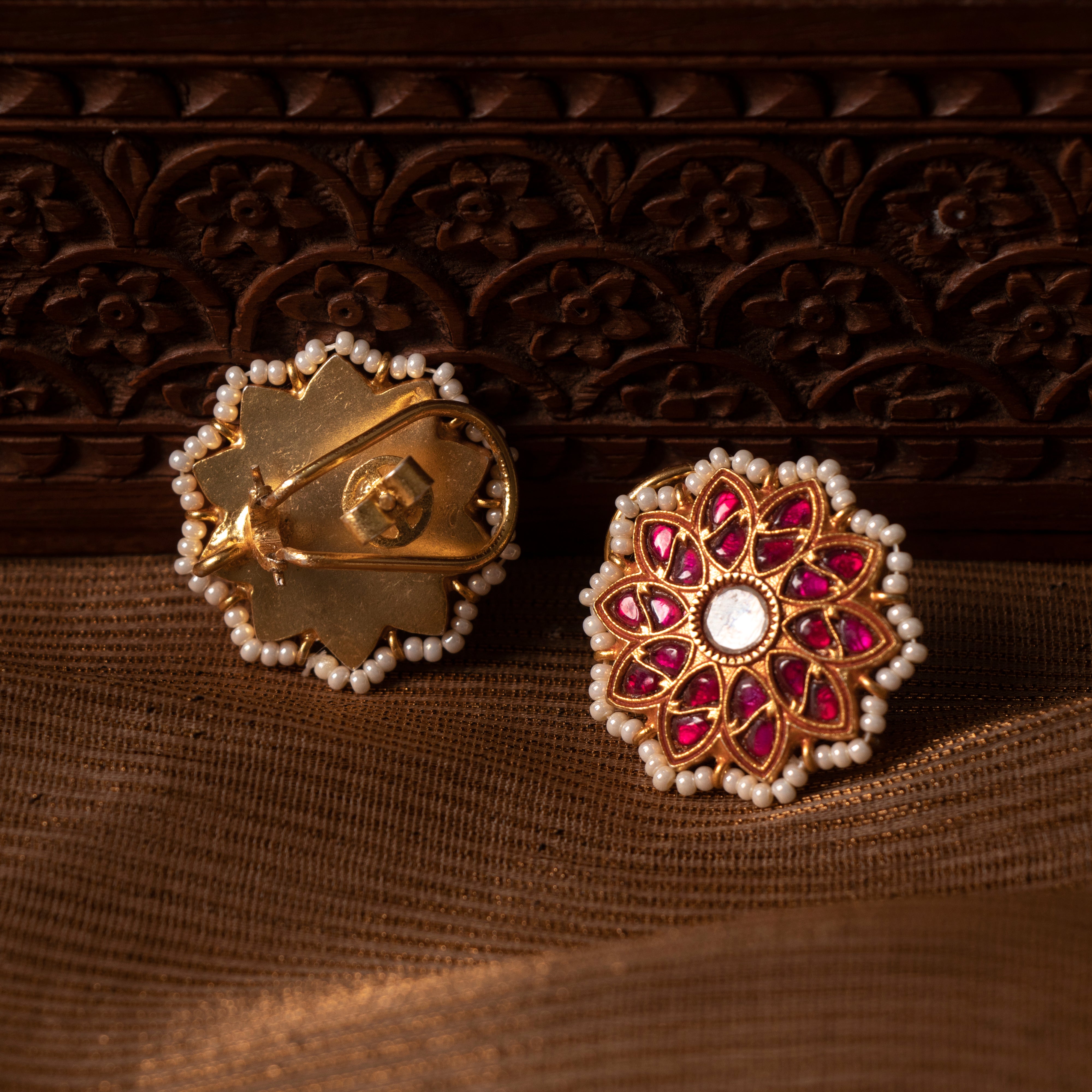 Evara Kundan Moti Earrings