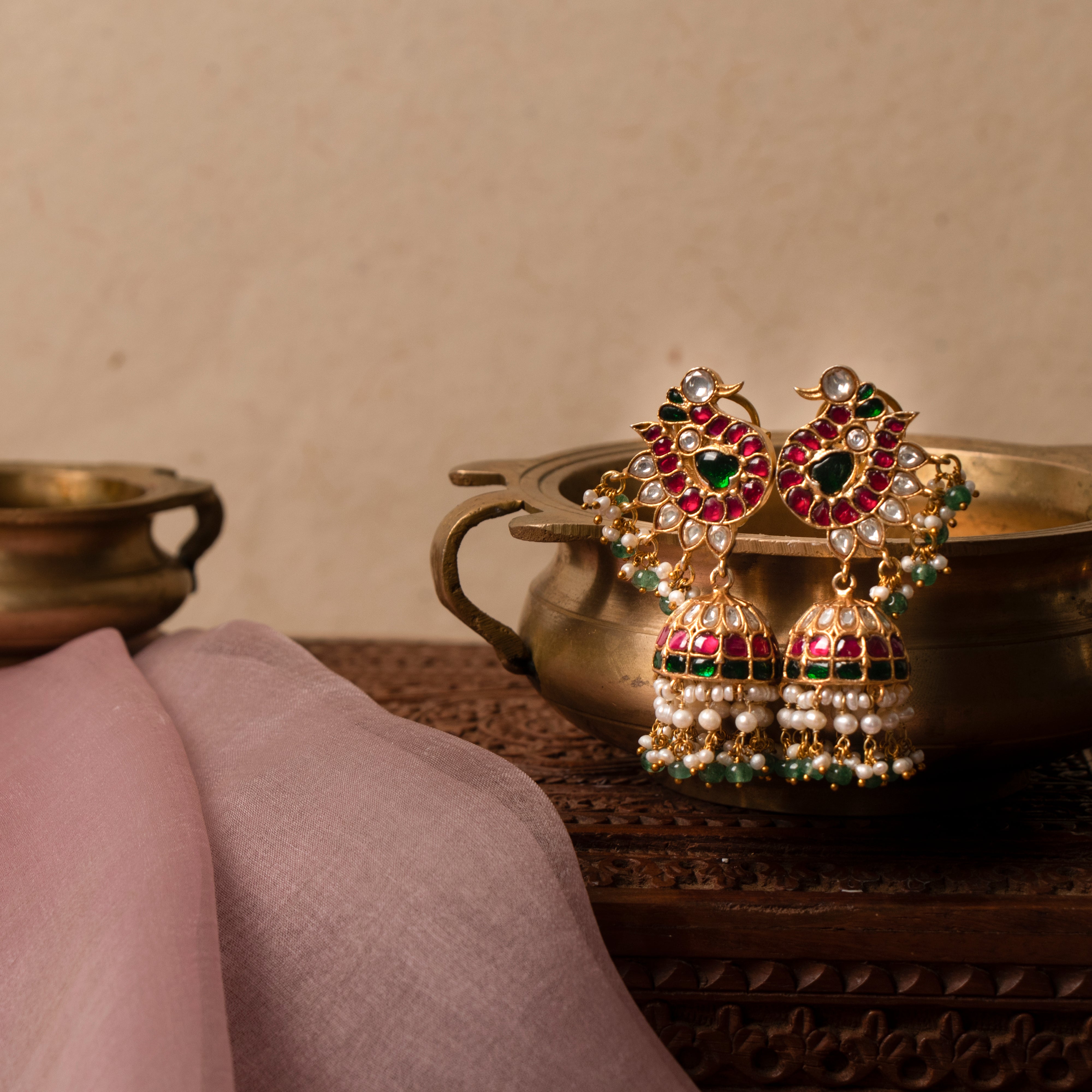 Morni Kundan Jhumkas