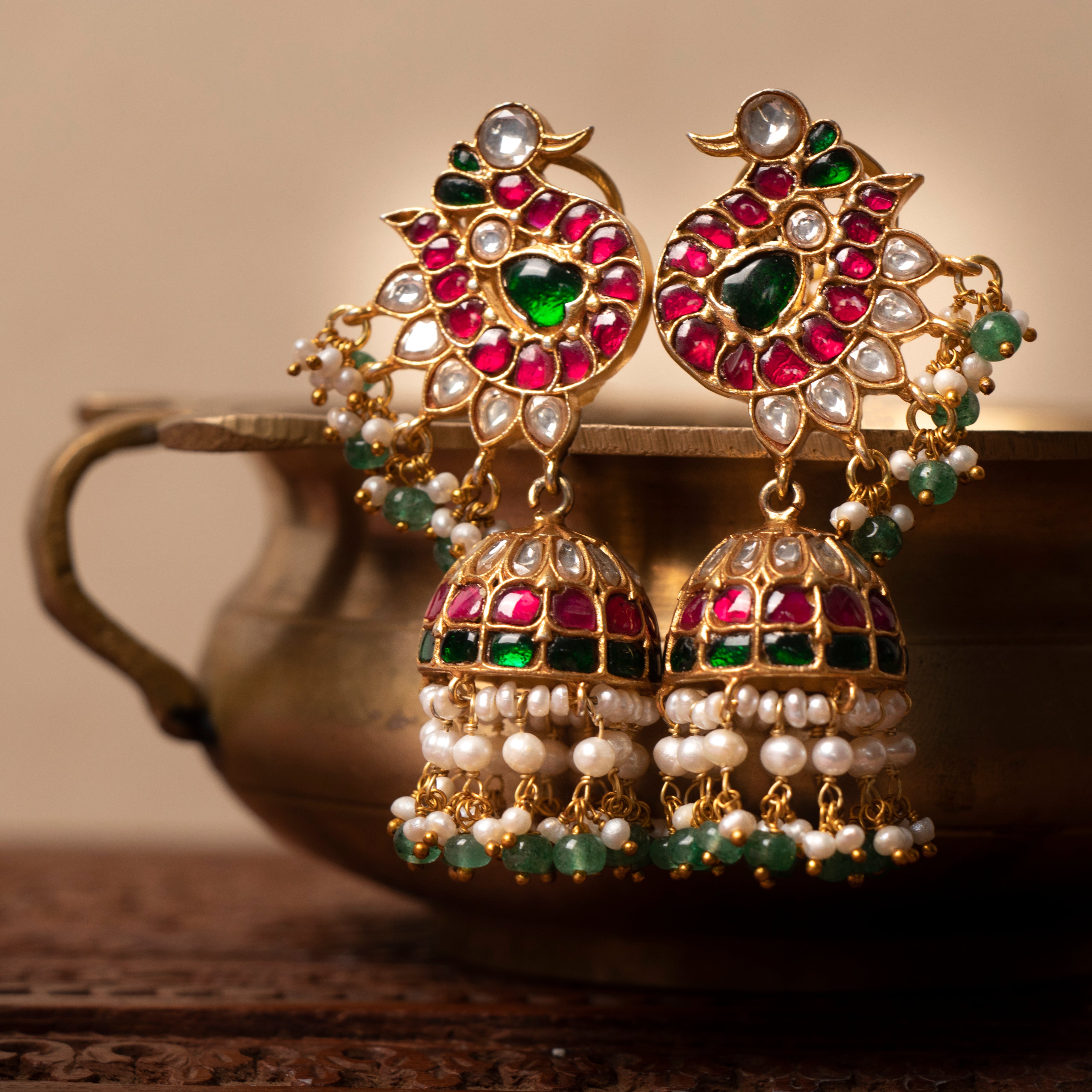 Morni Kundan Jhumkas