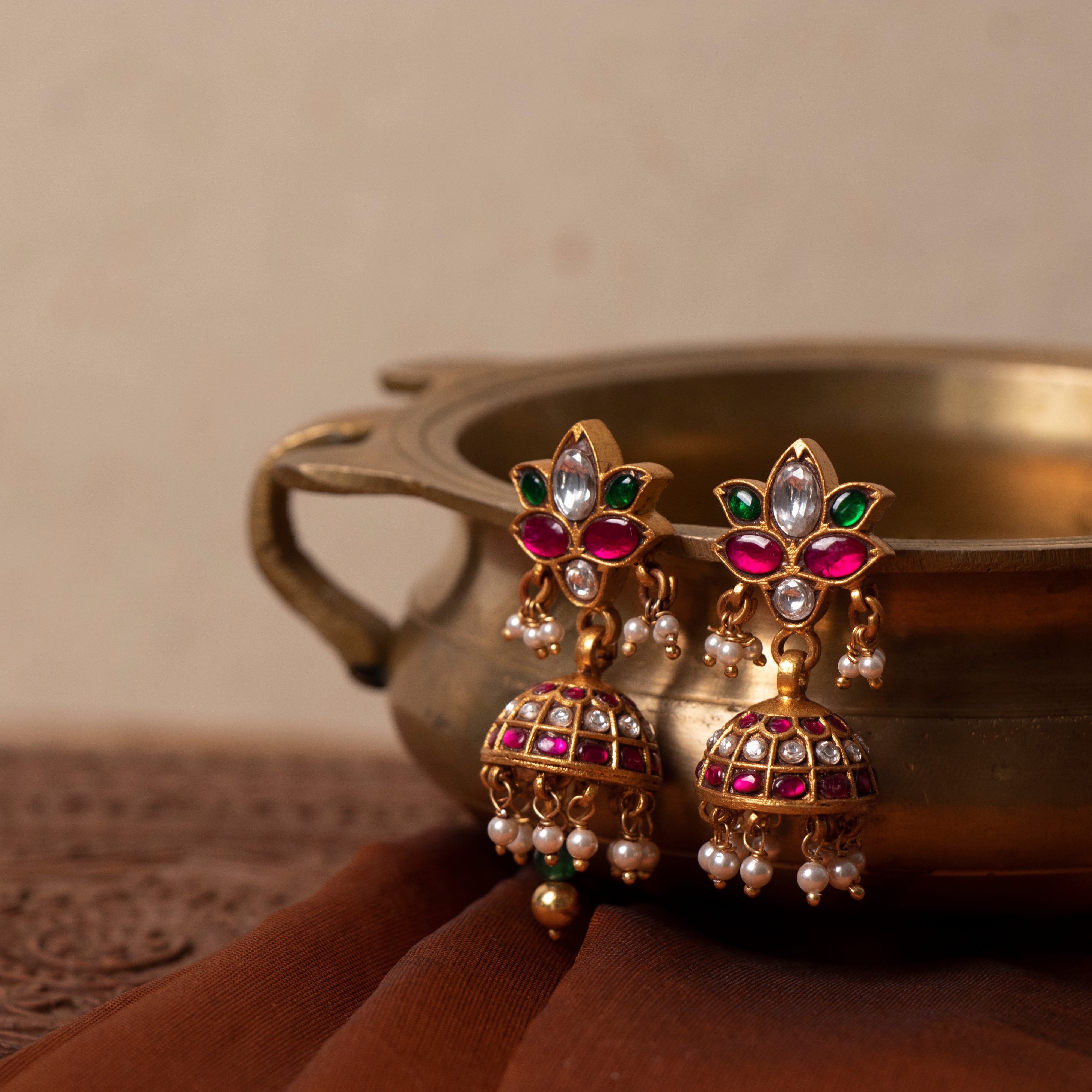 Ivy Lotus Jhumkas