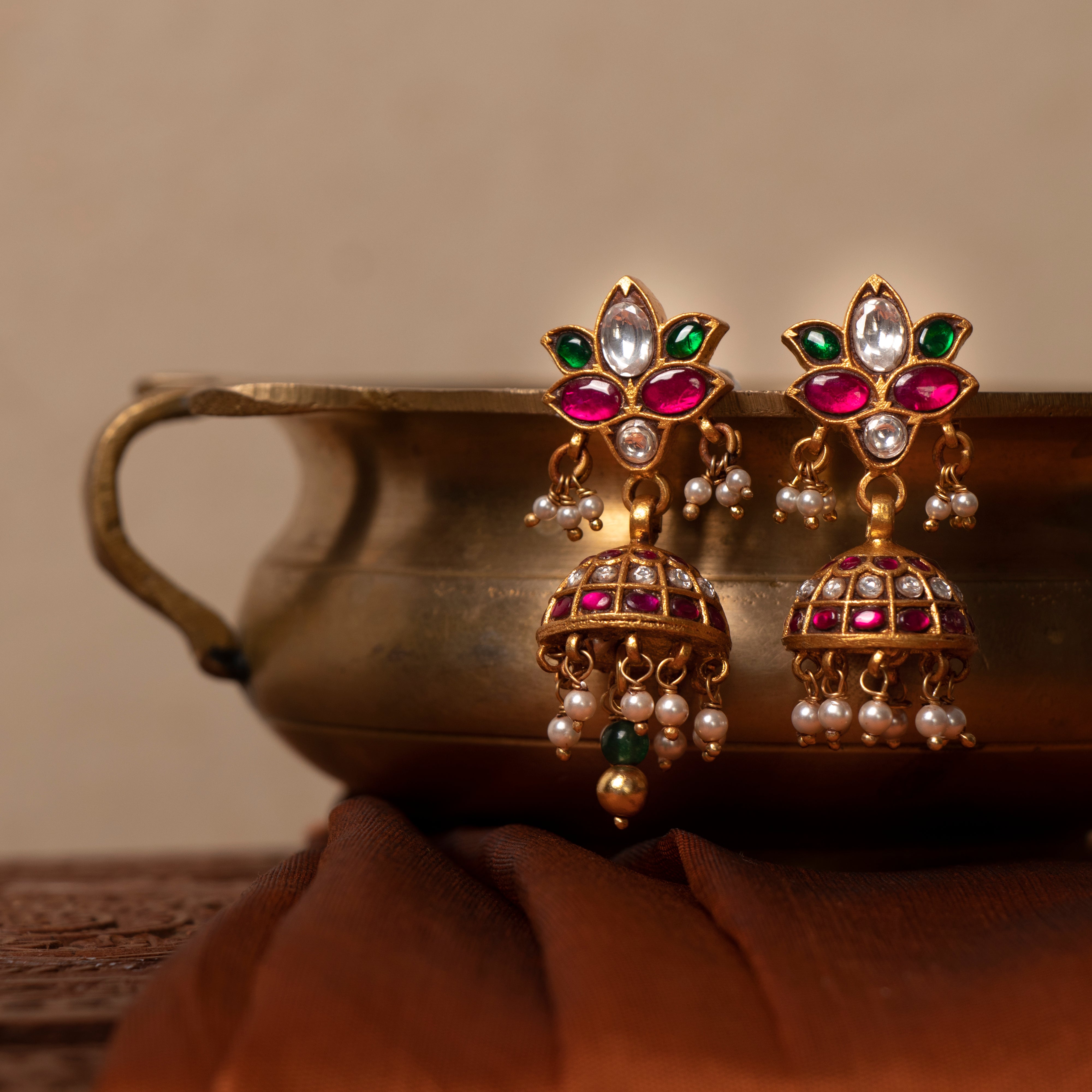 Ivy Lotus Jhumkas