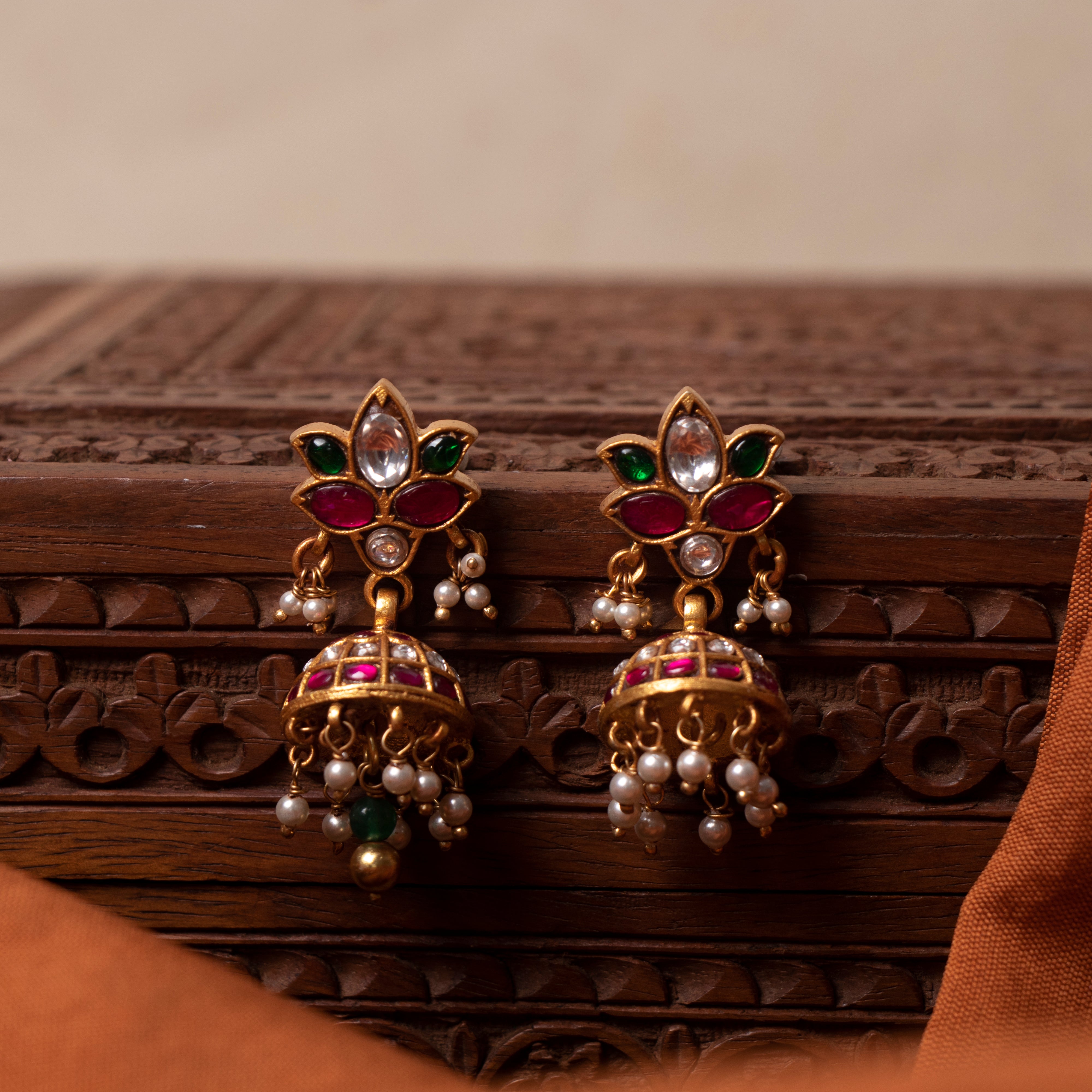 Ivy Lotus Jhumkas