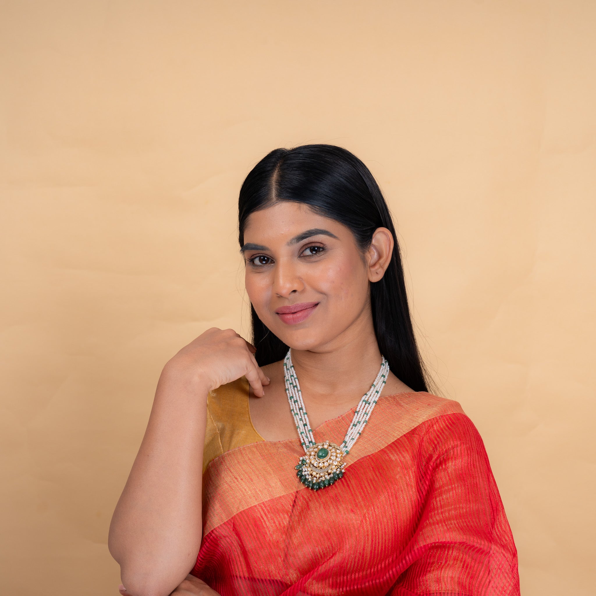 Dahlia Polki Pendant mala