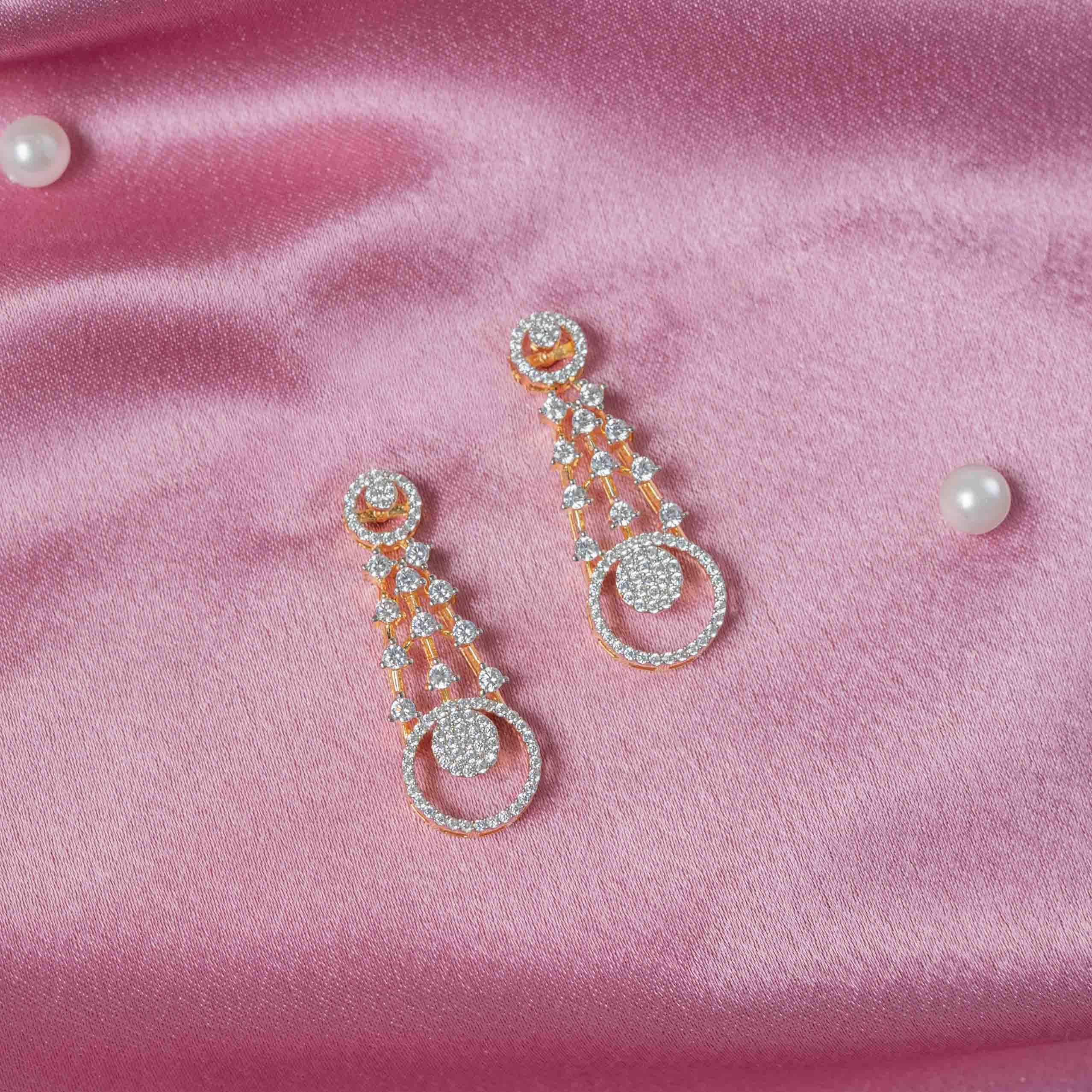 Samaira CZ Hangings in 925 sterling silver with gold plating and sparkling CZ stones